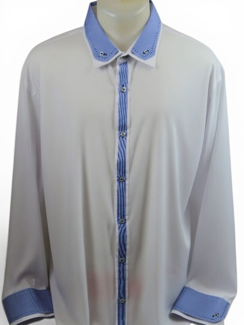 Mens Oakridge White & Blue Button Down Long Sleeve Shirt  - XXL